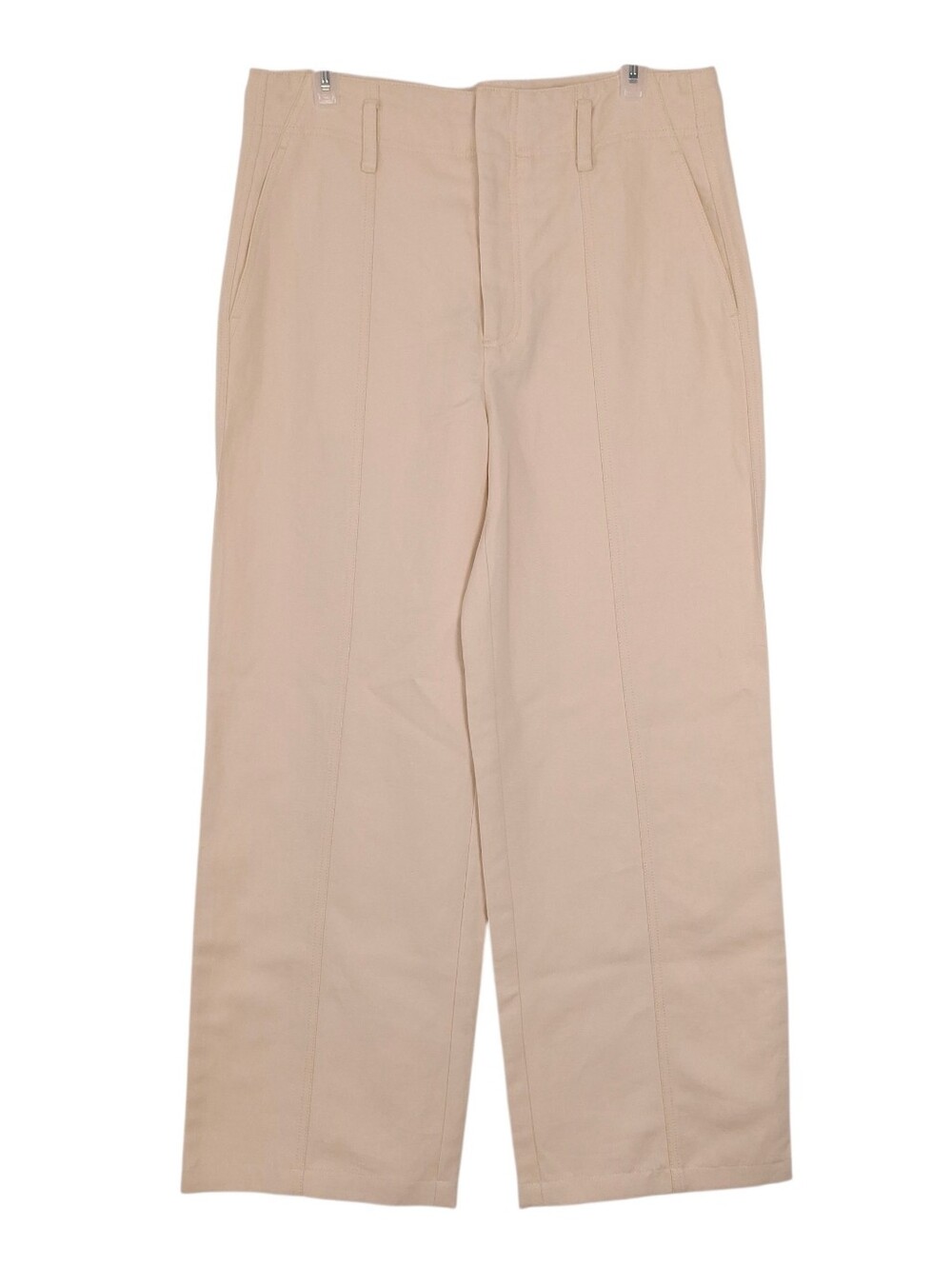 Vince linen cotton wide leg pants front seam quiet luxury minimalist neutral